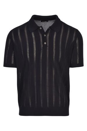 Polo in maglia traforata nero ROBERTO COLLINA | RB15124RB1509